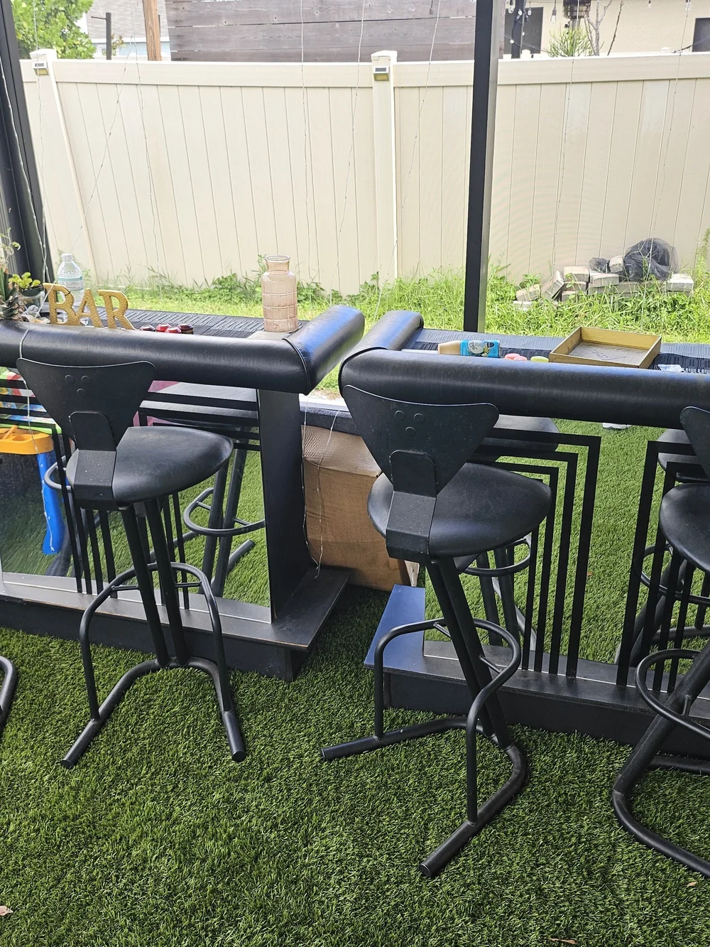Black Bar Stool Set - Modern Counter Height Seating. 4 bar stools